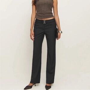 Reformation Cherie Black Pinstripe low rise Trousers NWT